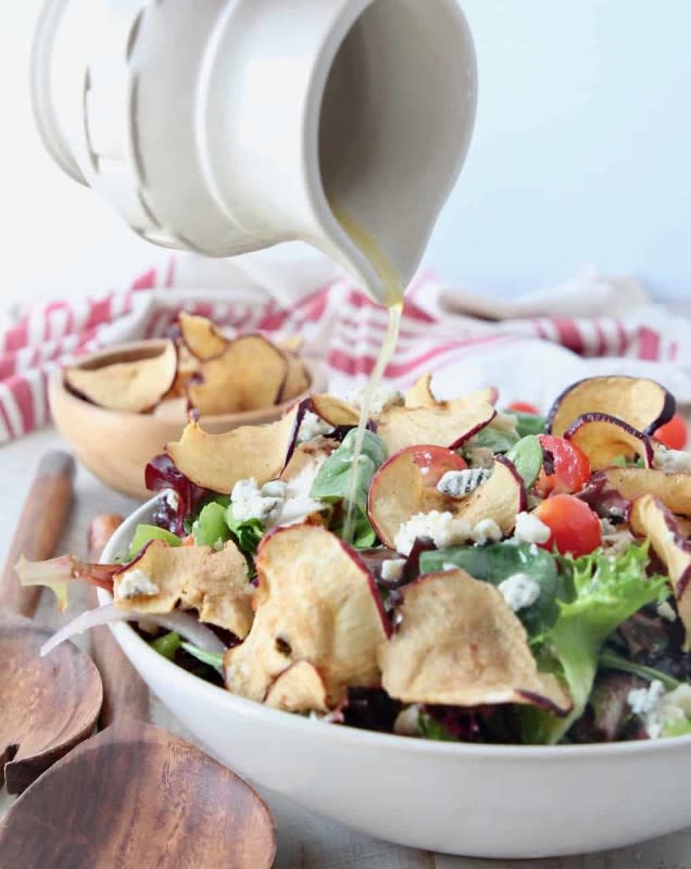 <p>Whitney Bond</p><p>Recreate Panera’s Fuji apple salad dressing at home with this 5-minute recipe! This tangy, sweet vinaigrette dressing is bursting with flavor and it’s so easy to make.</p><p><strong>Get the recipe: <a href="https://whitneybond.com/fuji-apple-salad-dressing/" rel="nofollow noopener" target="_blank" data-ylk="slk:Fuji Apple Salad Dressing;elm:context_link;itc:0;sec:content-canvas" class="link rapid-noclick-resp">Fuji Apple Salad Dressing</a></strong></p>