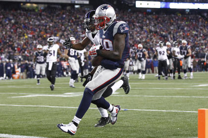 WR Brandon LaFell (19) scores a TD in front of Ravens DB Rashaan Melvin. (USA TODAY Sports)