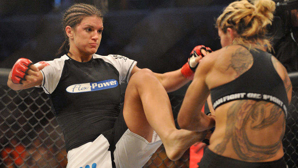 Gina Carano, pictured here in action against Cris Cyborg in 2009.