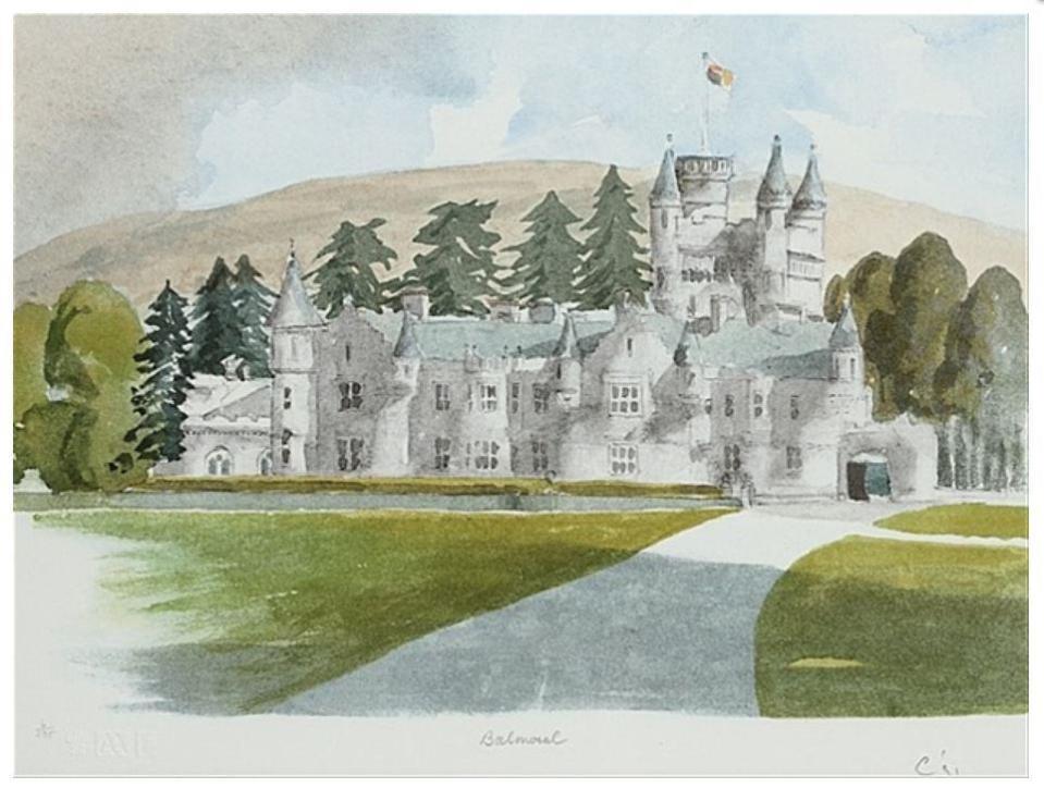 查爾斯1991年畫的巴爾莫勒爾城堡。（Balmoral,1991，翻攝artnet.com）