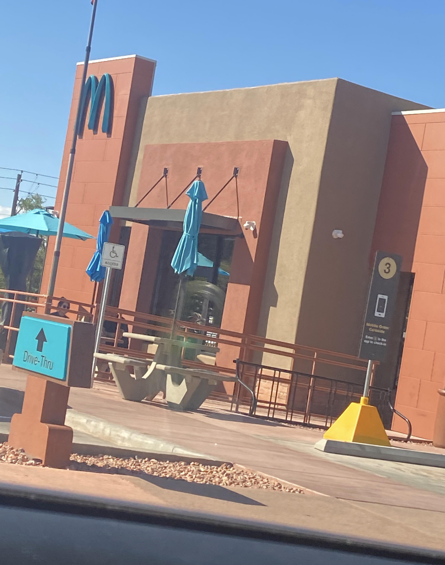 A blue McDonald's