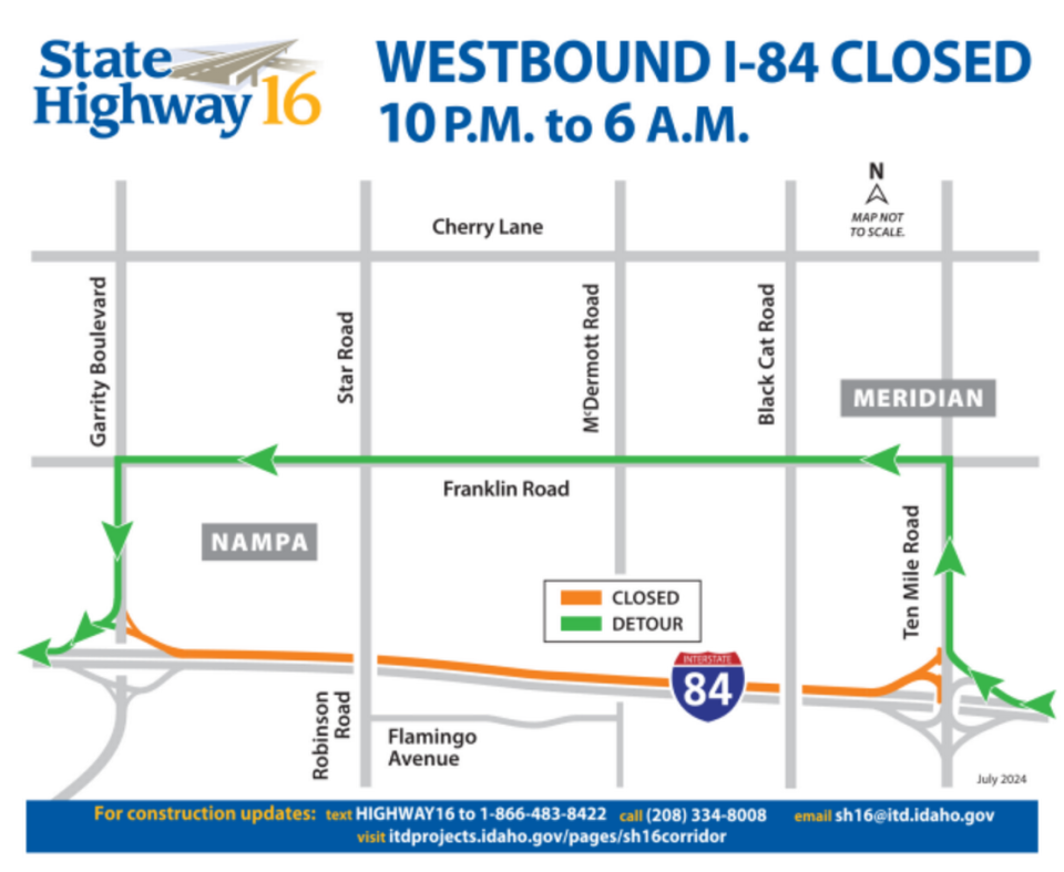 Portions of Interstate 84 will be closed early next week. Drivers can use the detour indicated in the map for when westbound I-84 is closed.