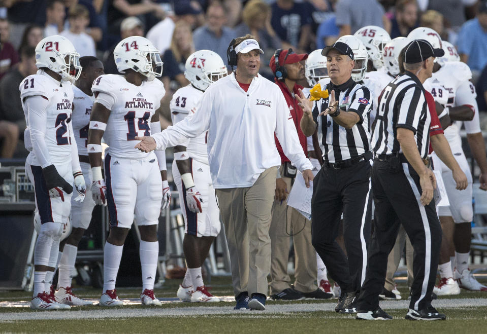 Lane Kiffin has Florida Atlantic off to a 5-0 start in Conference USA play. (L. Todd Spencer/The Virginian-Pilot via AP)