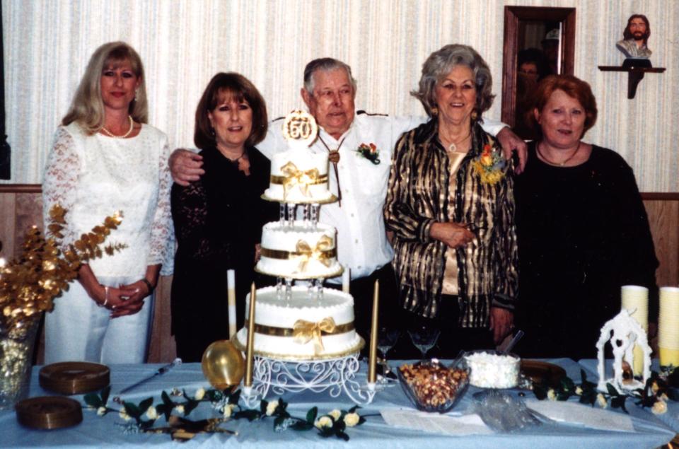 The Cantrell family is shown at A.J. and Patsy Cantrell's 50th wedding anniversary. Pictured from left are Linda Cantrell (youngest daughter); Debra Wyatt (oldest daughter); A.J. Cantrell; Patsy Maye Cantrell; and Marsha Beets (middle daughter).