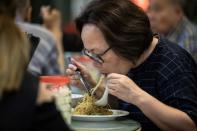 A quick, filling bowl also appeals to Hong Kong's fast pace, with office workers often grabbing one on their breaks, a cheap option in a city where the cost of living his sky-high