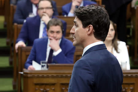 Canada's Prime Minister Justin Trudeau speaks during Question Period in the House of Commons on Parliament Hill in Ottawa, Ontario, Canada, March 20, 2019. REUTERS/Chris Wattie