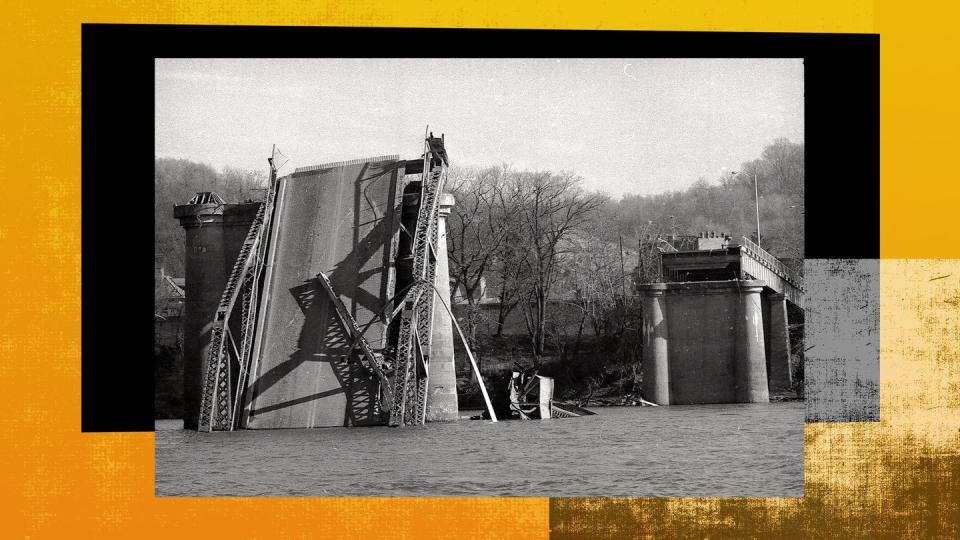 wreckage from the silver bridge collapse at point pleasant wv