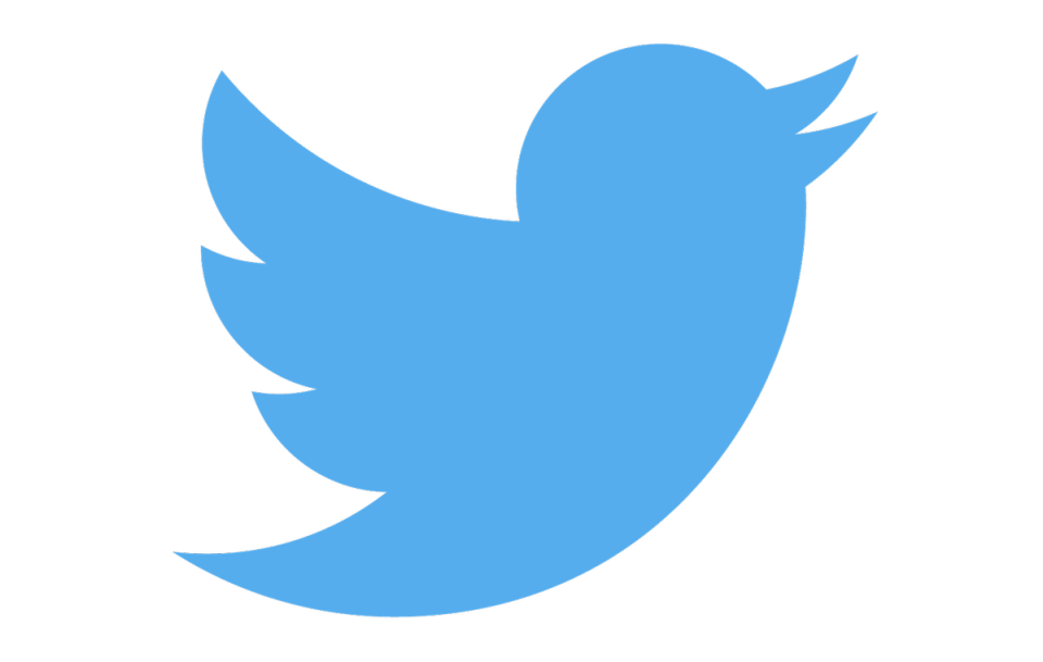 Blue Twitter bird logo on white background.