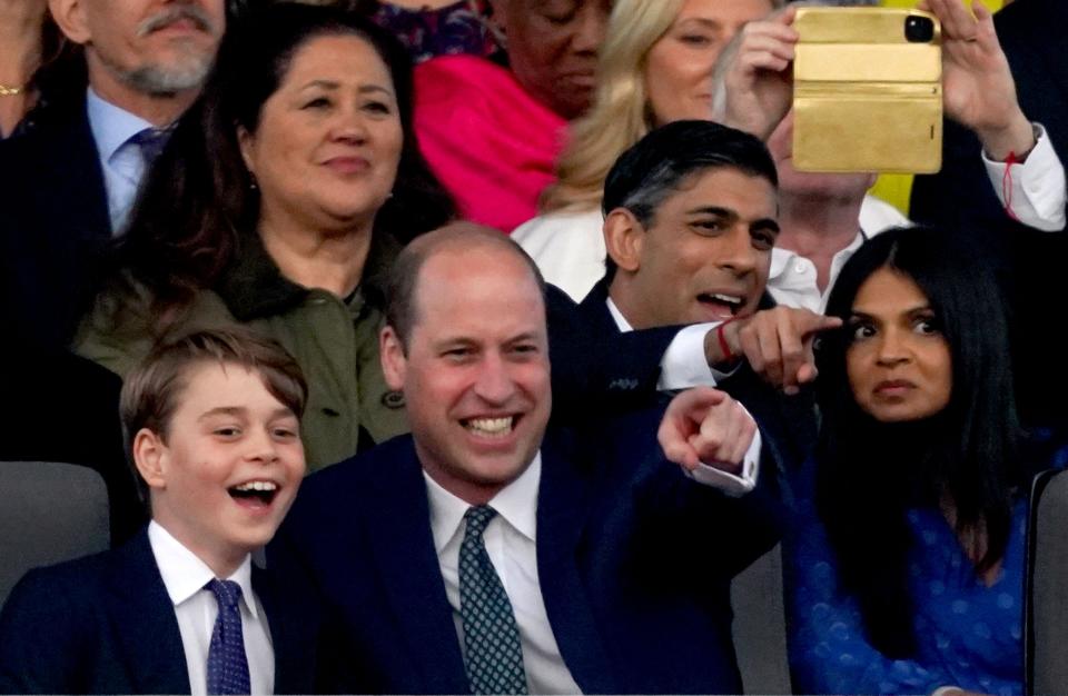 Prince George and Prince William during the Coronation Concert held at Windsor Castle on May 7, 2023 in Windsor, England.