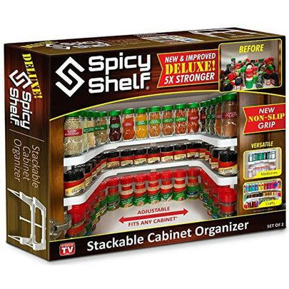 A stackable cabinet organizer in case your spice collection could use a bit of stadium seating