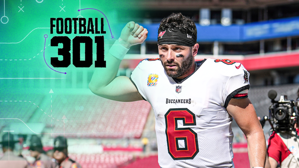 Tampa Bay Buccaneers quarterback Baker Mayfield (6) gives a fist pump to fans following an NFL football game against the Philadelphia Eagles, Sunday, Sept. 29, 2024, in Tampa, Fla. (AP Photo/Peter Joneleit)