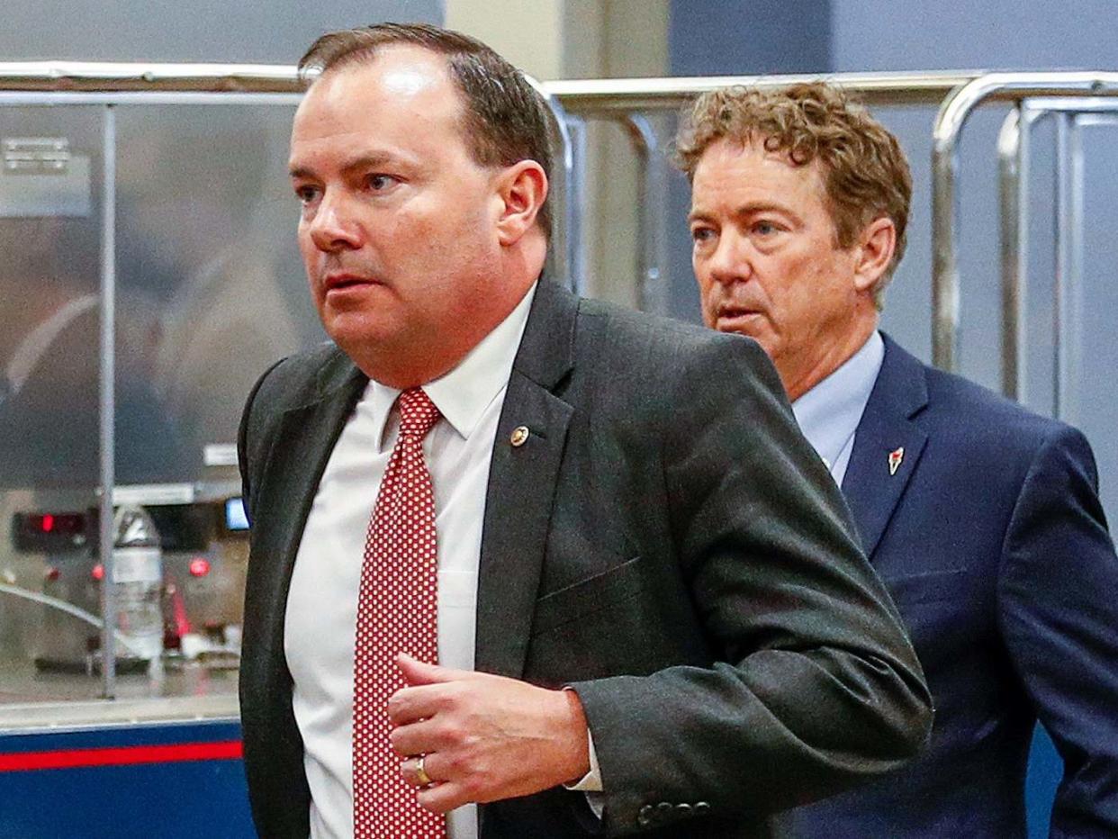 Mike Lee and Rand Paul, both Republicans, expressed concern with briefings from Trump administration: REUTERS