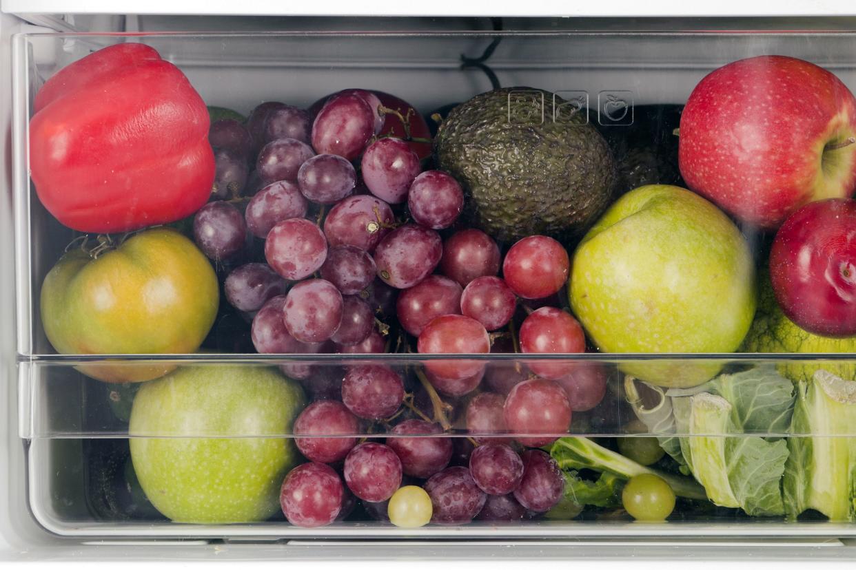 fruits and vegetables inside fridge