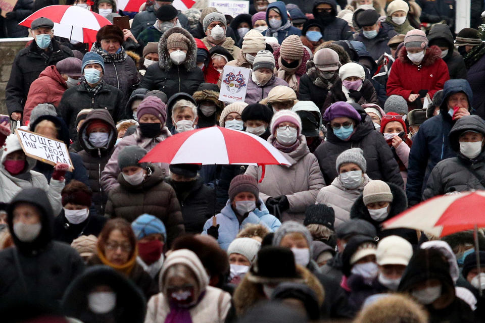 Protestas multitudinarias en Bielorrusia contra la violencia policial. (Photo by -/AFP via Getty Images)
