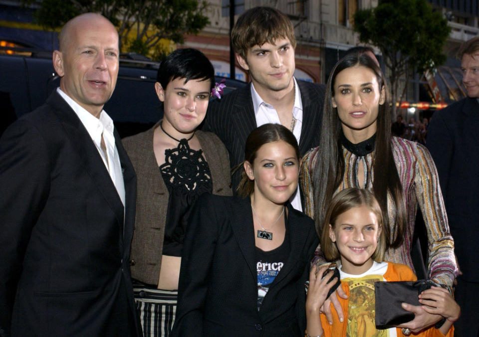 Bruce Willis with Ashton and Demi and Bruce and Demi's three daughters