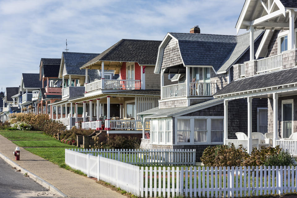 MARTHA'S VINEYARD, OAK BLUFFS, MASSACHUSETTS, UNITED STATES - 2015/10/22: Charming cottage houses along Ocean Park. (Photo by John Greim/LightRocket via Getty Images)