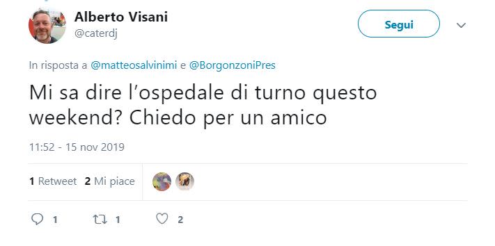 "Tra i primi provvedimenti ci sarà l'attenzione ai più deboli, gli ospedali saranno aperti di notte, di sabato e di domenica, come in Veneto". E' la promessa fatta da Lucia Borgonzoni, la candidata governatrice leghista in Emilia Romagna alle regionali del prossimo 26 gennaio. La frase, ripresa in un tweet dal leader del Carroccio Matteo Salvini, ha scatenato l'ironia del web. Ecco i commenti più divertenti... (foto Twitter)