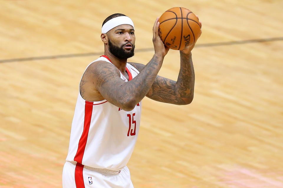 DeMarcus Cousins shoots the ball while with the Houston Rockets.