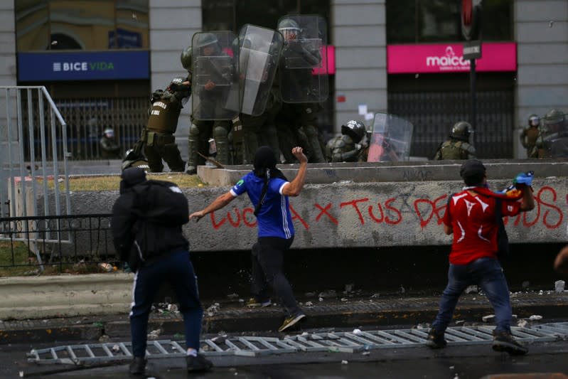 Protest against Chile's state economic model in Santiago