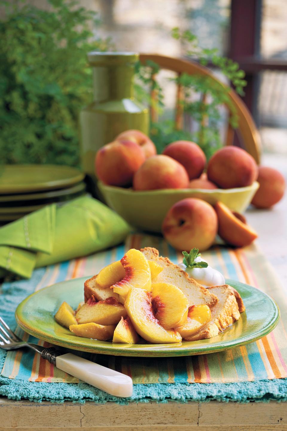 Sour Cream Pound Cake with Fresh Peaches