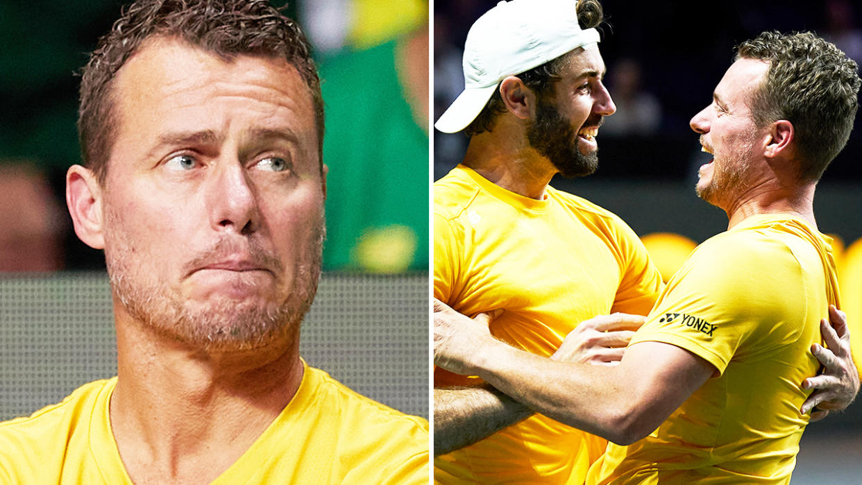 Lleyton Hewitt, pictured here after guiding Australia into the Davis Cup final for the first time since 2003.