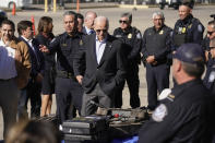 President Joe Biden tours the El Paso port of entry, Bridge of the Americas, a busy port of entry along the border, in El Paso Texas, Sunday, Jan. 8, 2023. (AP Photo/Andrew Harnik)