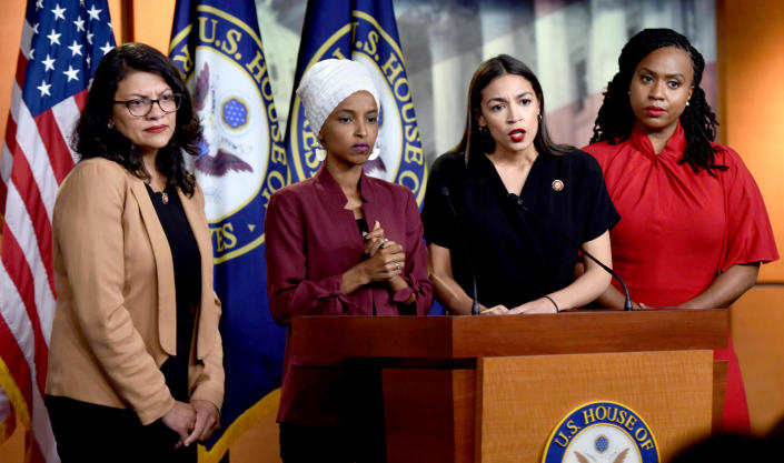 From left, Reps. Rashida Tlaib, Ilhan Omar, Alexandria Ocasio-Cortez and Ayanna Pressley. (Photo: Carol Guzy/Zuma Wire)