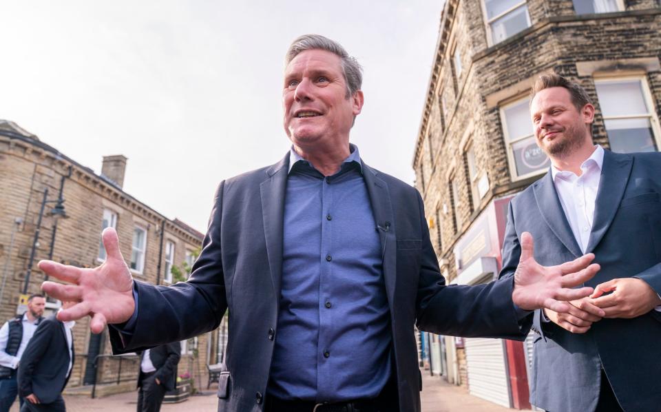 Labour leader Sir Keir Starmer meets with new Wakefield MP Simon Lightwood, as the party reclaimed the West Yorkshire seat from the Conservatives - PA