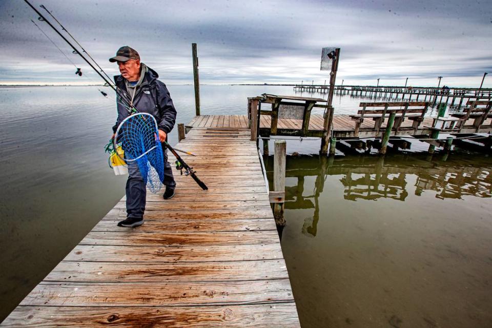 Many Texans spent their Thanksgiving Day on a fishing pier along the causeway on Padre Island Thursday, Nov. 23, 2023. The Red Dot Fishing Pier was hopping with anglers trying their luck for speckled trout, with many driving to the coast from the state’s interior.