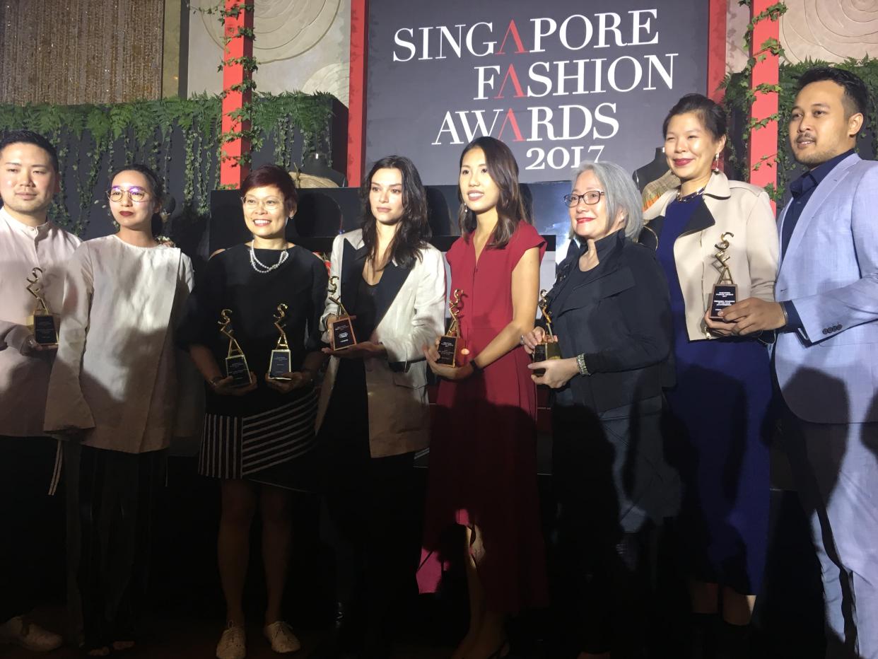 From left: Keita Ebihara and Elizabeth Soon for Ametsubi, Carolyn Kan of Carrie K, Chelsea Scott-Blackhall of Dzojchen, Trixie Khong of By Invite Only, Marilyn Tan, designers of State Property. (Photo: Nurul Azliah/Yahoo Lifestyle Singapore)