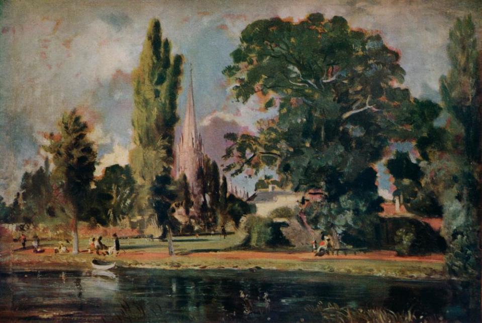 Salisbury Cathedral and Leadenhall from the River Avon by John Constable, 1820