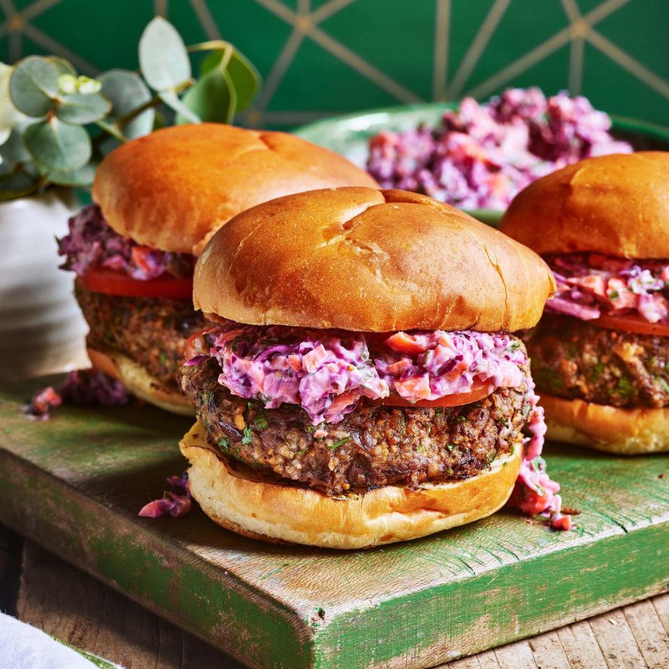 ultimate veggie burger with slaw