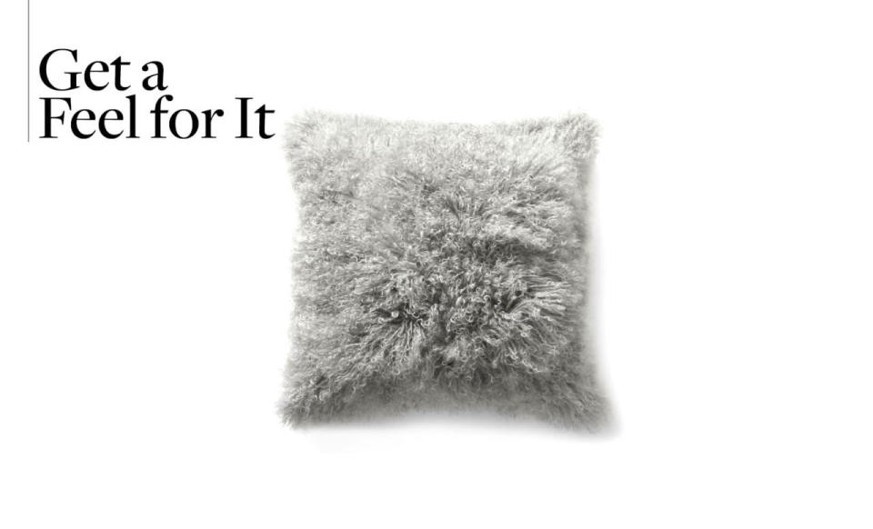 <p><b><a href="http://www.westelm.com/products/mongolian-lamb-pillow-cover-platinum-16-sq-t599/?cm_src=AutoRel" rel="nofollow noopener" target="_blank" data-ylk="slk:West Elm Mongolian Lamb Pillow Cover in Platinum; $169;elm:context_link;itc:0;sec:content-canvas" class="link ">West Elm Mongolian Lamb Pillow Cover in Platinum; $169</a></b></p><p>Never underestimate the power of a tactile throw pillow when it comes to amping up a traditional couch. </p>