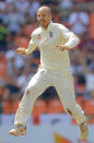 England's Jack Leach celebrates taking the wicket of Sri Lanka's Dhananjaya de Silva during the fourth day of the second test cricket match between Sri Lanka and England in Pallekele, Sri Lanka, Saturday, Nov. 17, 2018. (AP Photo/Eranga Jayawardena)