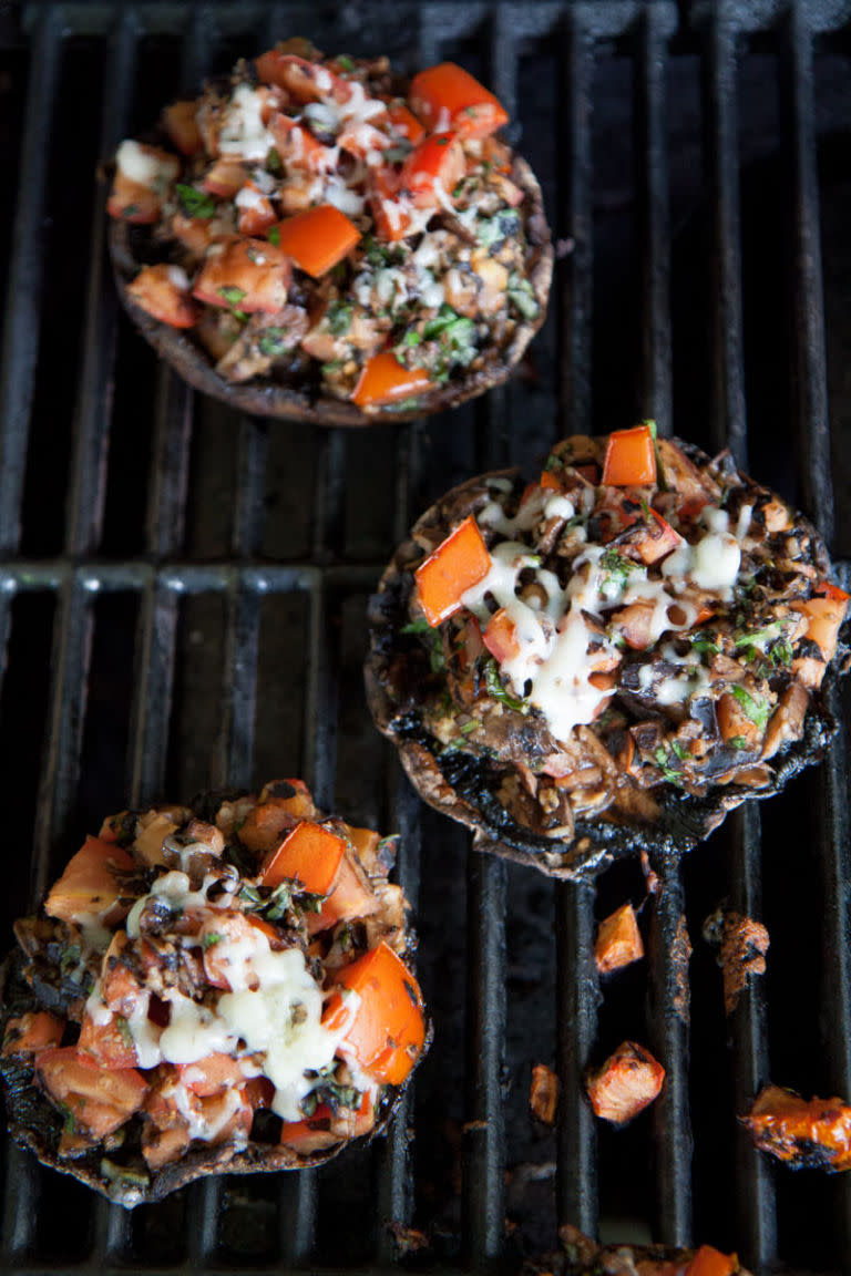 Grilled Herb and Tomato Stuffed Portabella Mushrooms