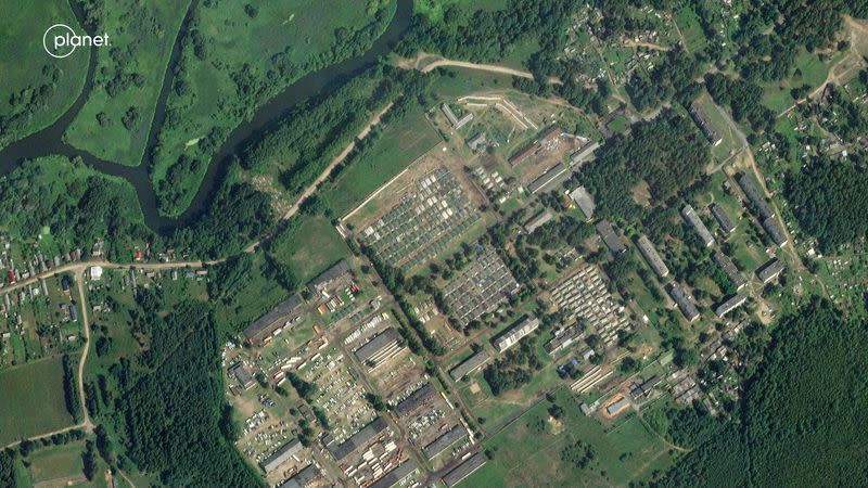 A satellite image shows a Tsel military base in Belarus