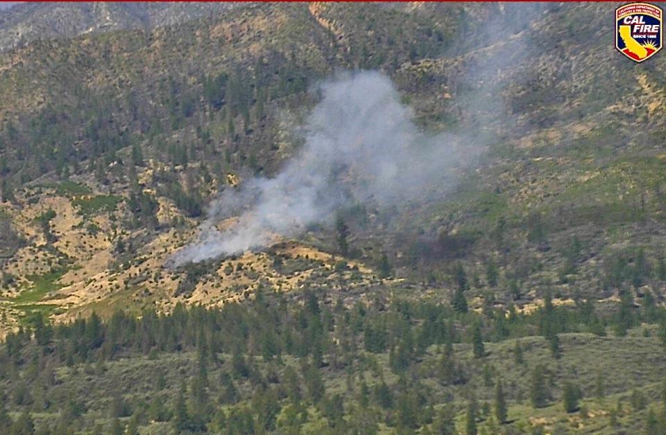 A fire was burning late Thursday morning at the Keswick shooting range off Iron Mountain Road west of Redding.
