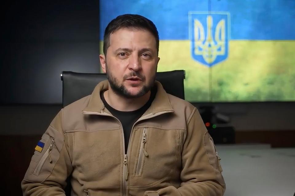 Volodymyr Zelensky speaks from Kyiv in a late-night video address on Friday (AP)