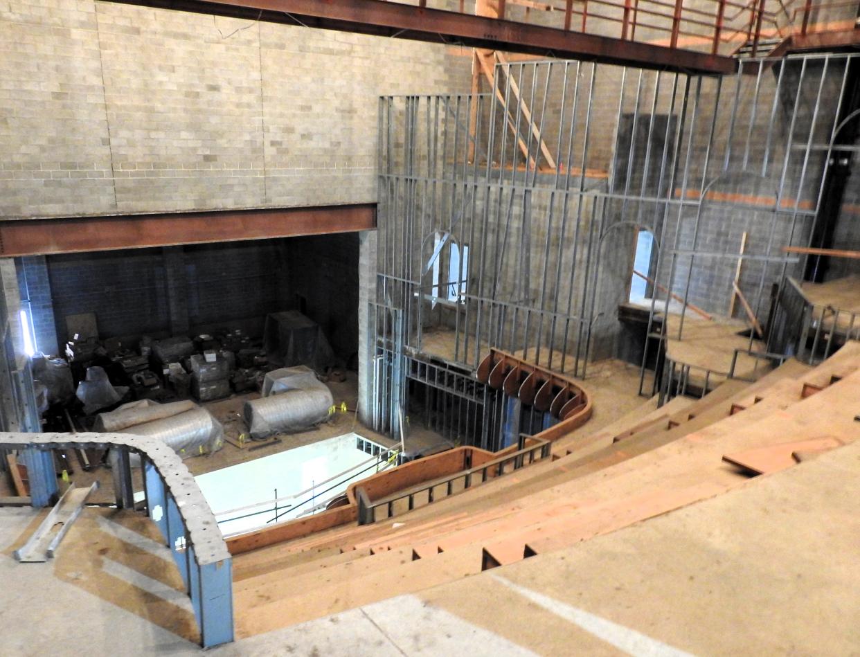 A view of the stage area from the top of what was once the Pastime Theater in the Chacos Building. It's hoped the theater can be restored for use with the next round of Appalachian Community Grant funding from the State of Ohio.