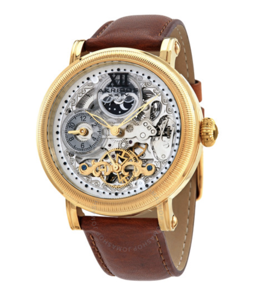 Skeleton Dial Automatic Men's Leather Watch