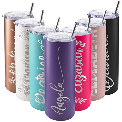 7) Personalized Skinny Tumblers