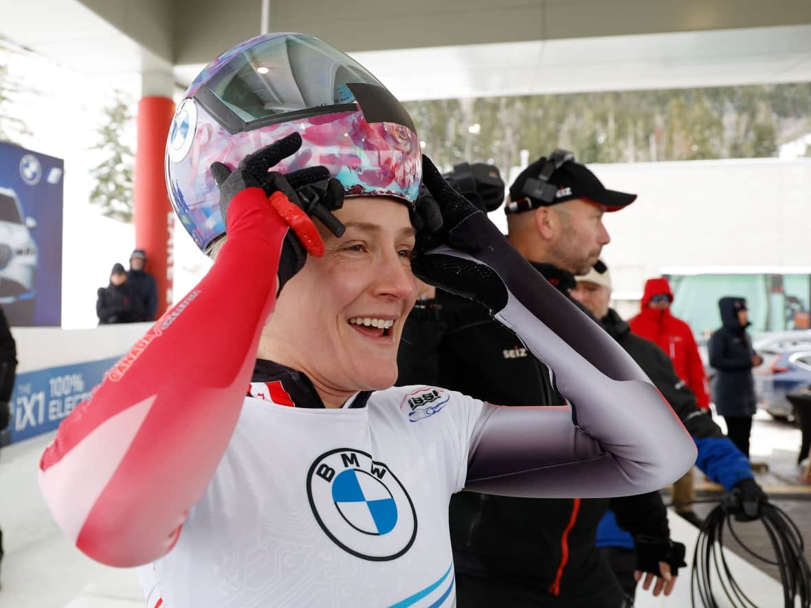 Canada's Mirela Rahneva, seen above in December, won bronze at the skeleton world championships on Friday in St. Moritz, Switzerland. (Jeff Swinger/The Associated Press - image credit)