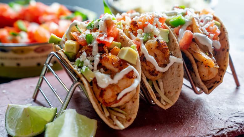 shrimp tacos with vegetables