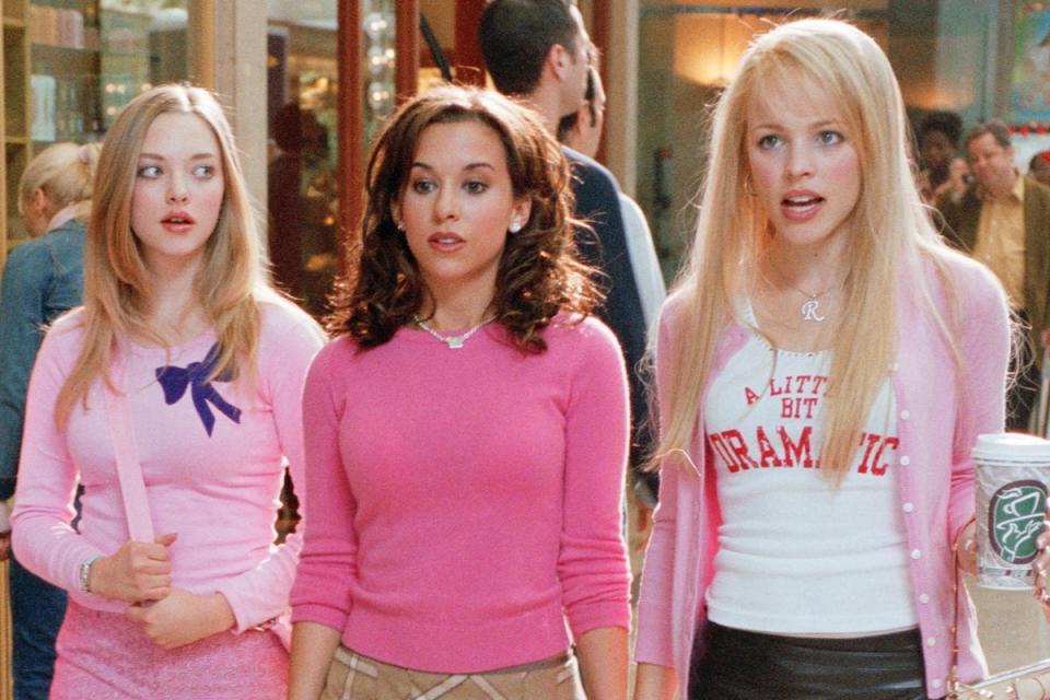 McAdams (R) starred as Regina George in the teen comedy alongside Amanda Seyfried (L) and Lacey Chabert (handout)