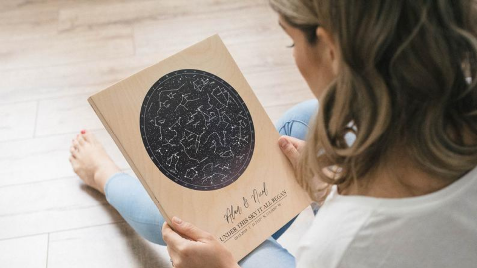 Best personalized gifts: Star Map on Wood Personalized Constellation Map