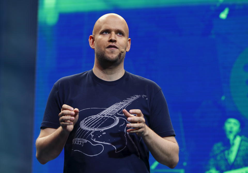 Spotify CEO Daniel Ek speaks  during a press event in New York May 20, 2015. Spotify, which provides free on-demand music or ad-free tunes for paying customers, said it will now also provide video content and podcasts. REUTERS/Shannon Stapleton