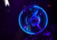 <p>Performers stage the final farewell presentation of the Ringling Bros. and Barnum & Bailey Circus on May 21, 2017 at the Nassau Veterans Memorial Coliseum in Uniondale, New York, the circus that has entertained crowds for 146 years with its “Greatest Show on Earth.” (Timothy A. Clary/AFP/Getty Images) </p>