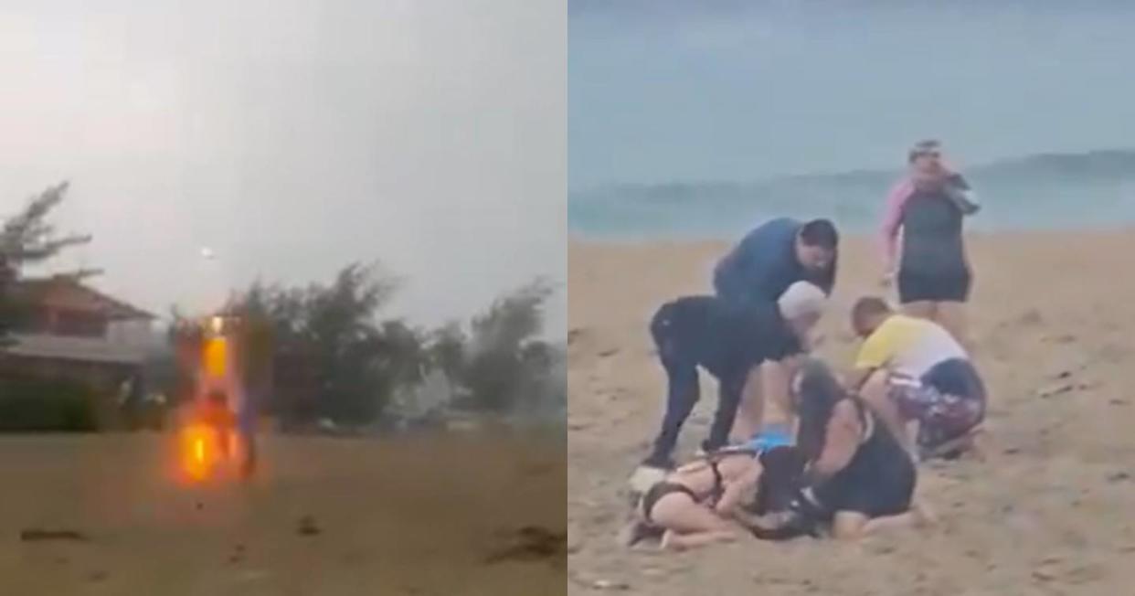 A tres niños les cayó un rayo mientras caminaban en la playa y sobrevivieron Foto: Captura de video X vía @alertarojanot