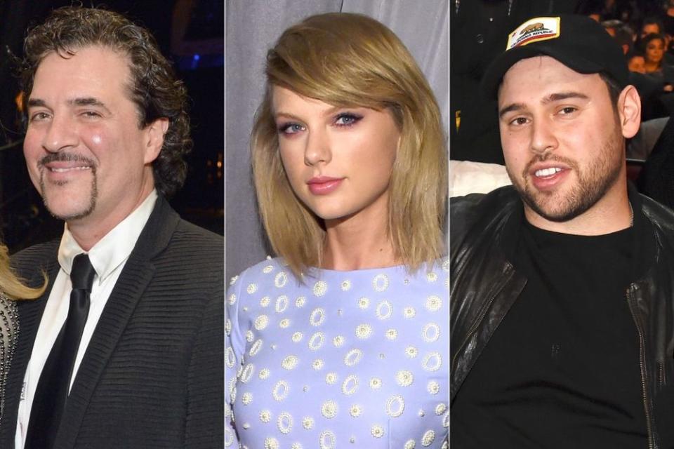 Scott Borchetta, Taylor Swift, and Scooter Braun | Rick Diamond/Getty Images; Larry Busacca/Getty Images; Jeff Kravitz/FilmMagic