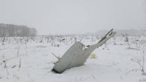 <p>A view shows a scene where a short-haul regional Antonov AN-148 crashed after taking off from Moscow’s Domodedovo airport, outside Moscow, Russia on Feb. 11, 2018. (Photo: Stringer/Reuters) </p>